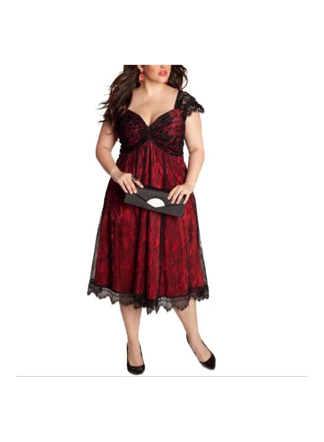 Generic Floral Lace Dress Red/Black  - Image 1