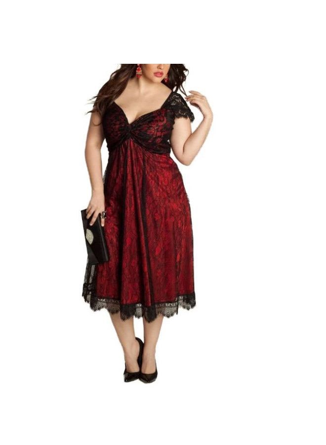 Generic Floral Lace Dress Red/Black  - Image 2