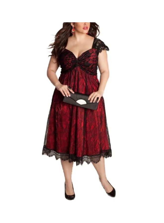 Generic Floral Lace Dress Red/Black  - Image 3