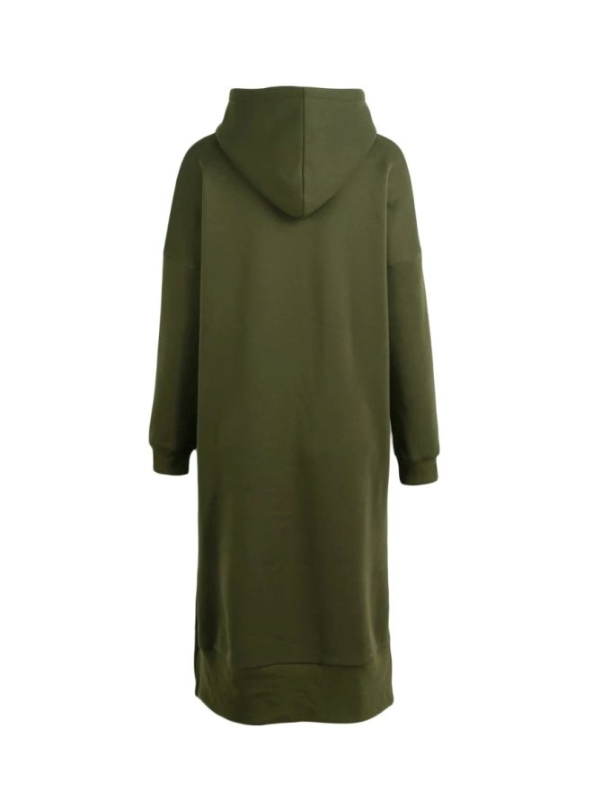 Hooded Long Sweatshirt Dark Green  - Image 3