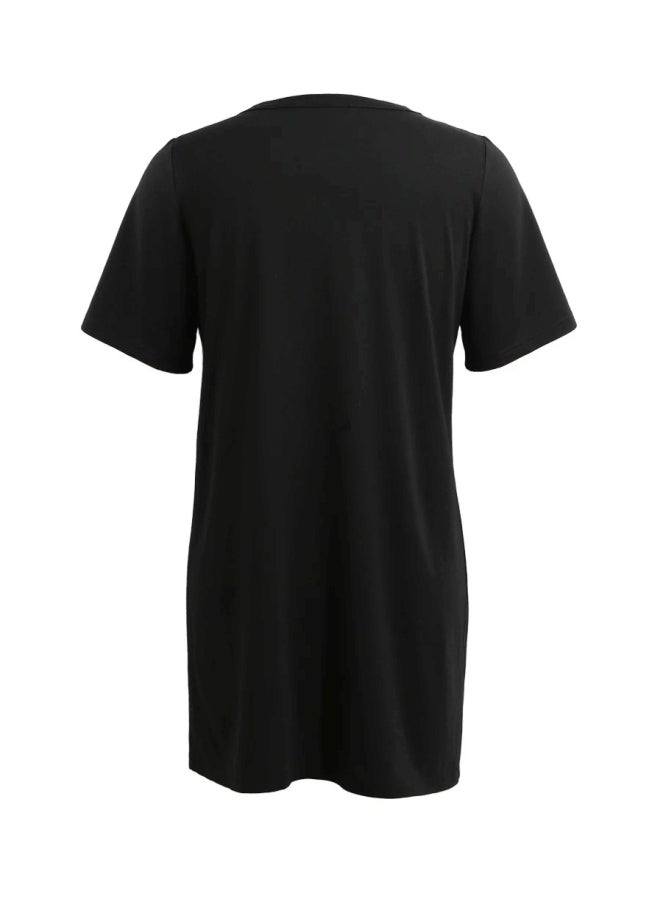 Short Sleeves Mini Dress Black - Image 2
