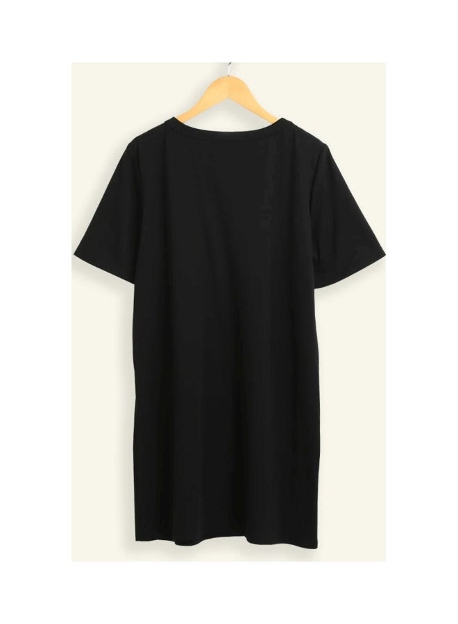 Short Sleeves Mini Dress Black - Image 3