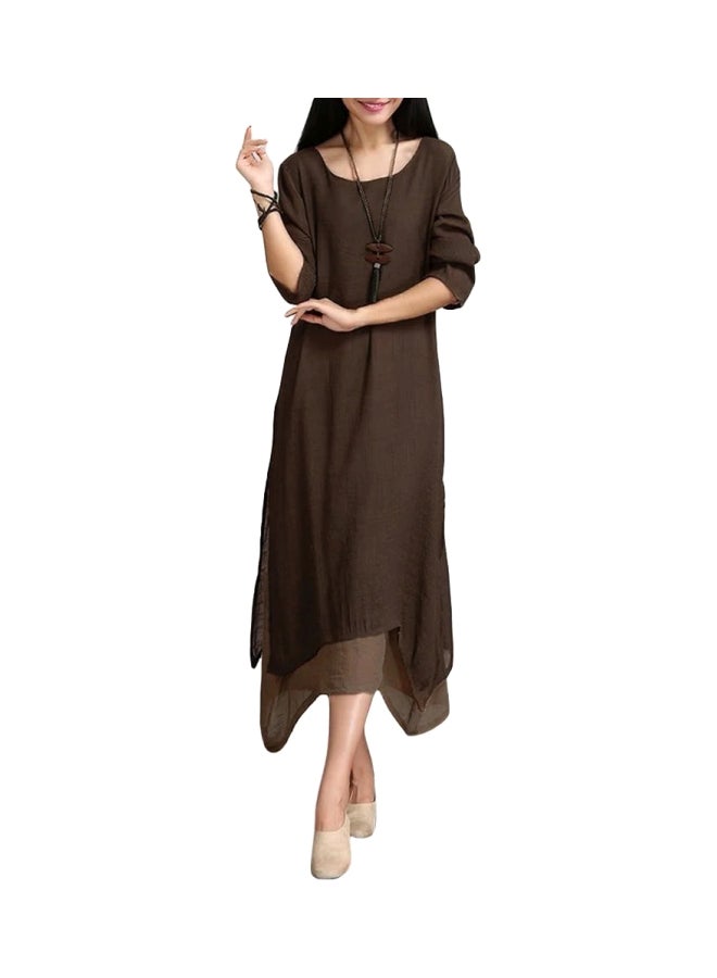 Double Layer Maxi Dress Coffee  - Image 1