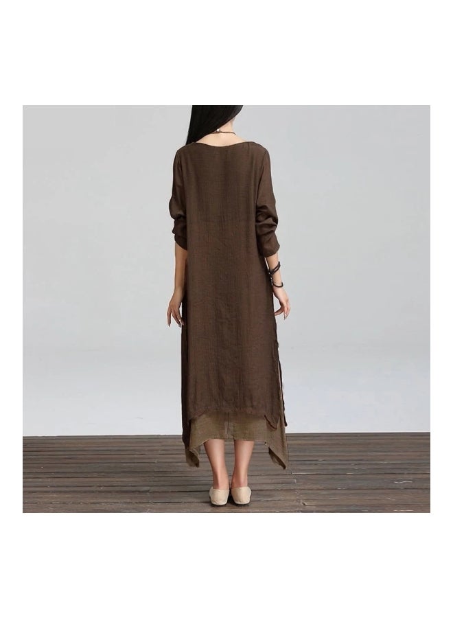 Double Layer Maxi Dress Coffee  - Image 2