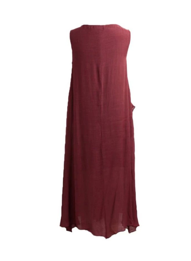Sleeveless Layered Maxi Dress Burgundy  - Image 2
