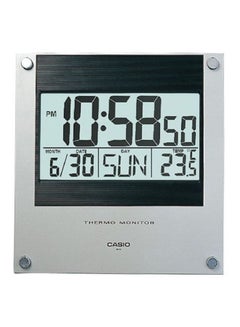 CASIO Square Shaped Digital Wall Clock Silver/Black/Grey  - Image 1