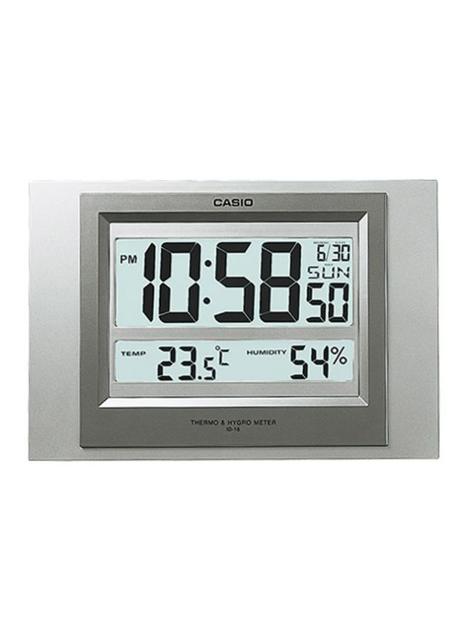 CASIO Rectangle Shaped Digital Wall Clock Silver/Grey