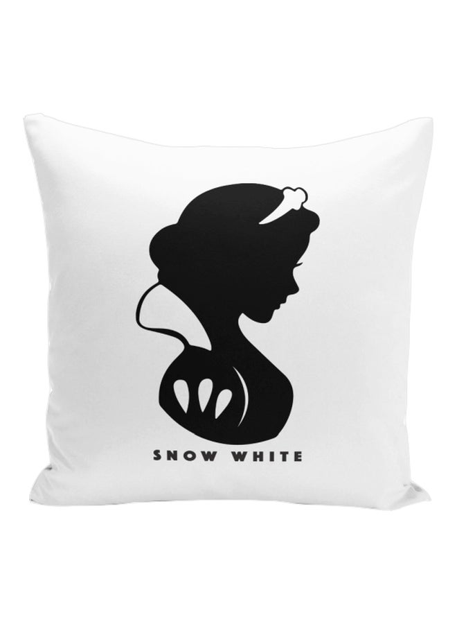 Snow White Printed Decorative Pillow White/Black 16x16inch - Image 1