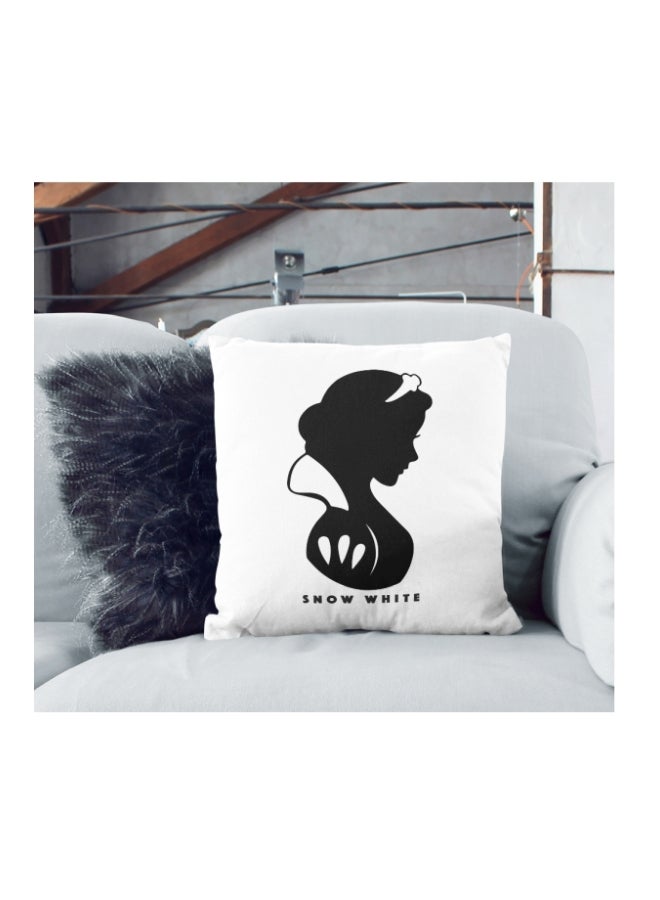 Snow White Printed Decorative Pillow White/Black 16x16inch - Image 2