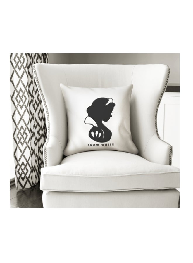 Snow White Printed Decorative Pillow White/Black 16x16inch - Image 3
