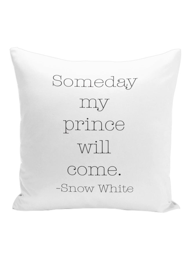 Snow White Quote Printed Decorative Pillow White/Black 16x16inch - Image 1