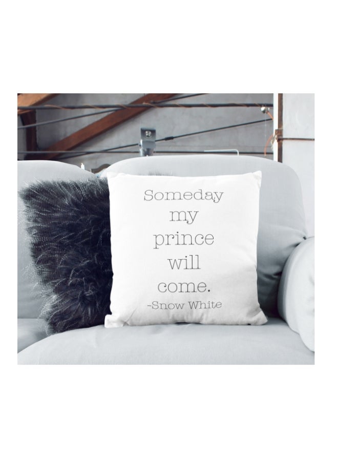 Snow White Quote Printed Decorative Pillow White/Black 16x16inch - Image 2