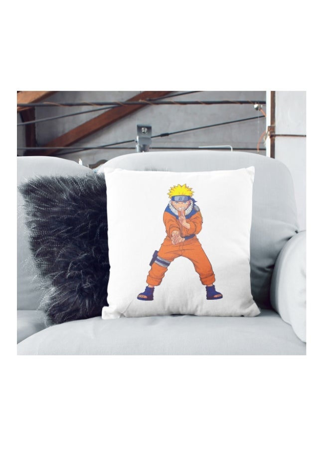 Naruto Cartoon Character Printed Decorative Pillow White/Brown/Blue 16x16inch - Image 2