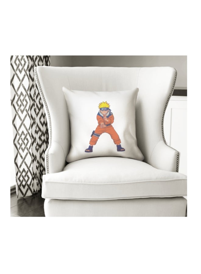 Naruto Cartoon Character Printed Decorative Pillow White/Brown/Blue 16x16inch - Image 3