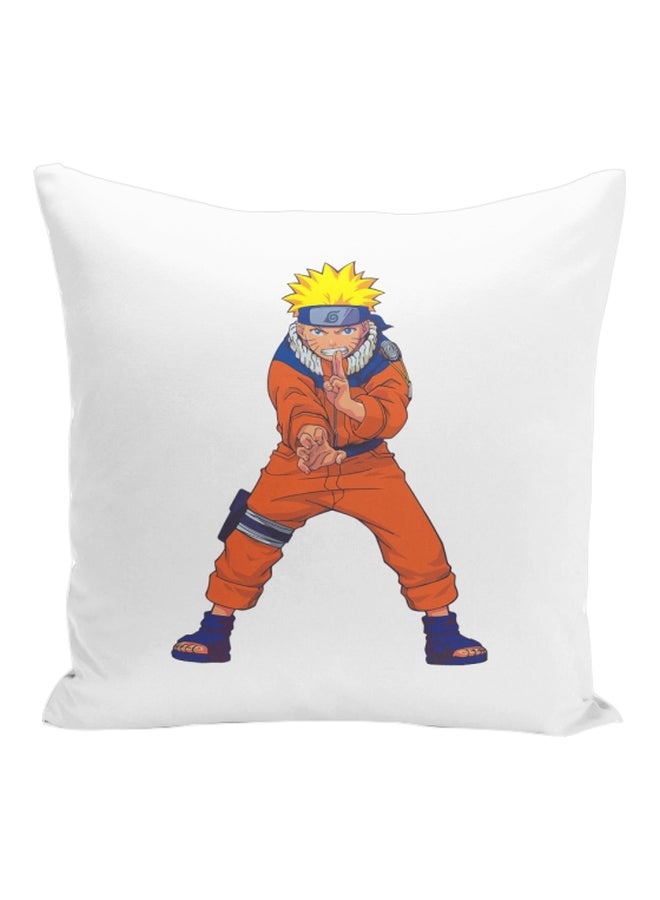 Naruto Cartoon Character Printed Decorative Pillow White/Brown/Blue 16x16inch - Image 1