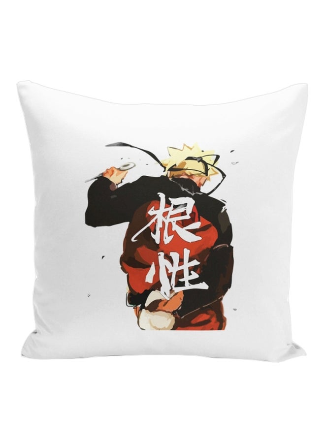Naruto Cartoon Character Printed Decorative Pillow White/Red/Black 16x16inch - Image 1