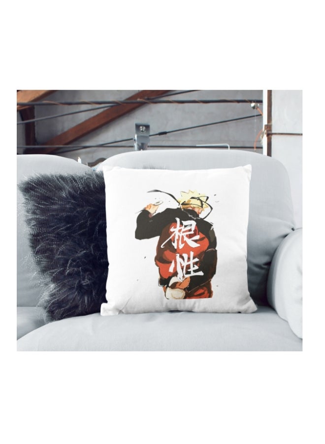 Naruto Cartoon Character Printed Decorative Pillow White/Red/Black 16x16inch - Image 2