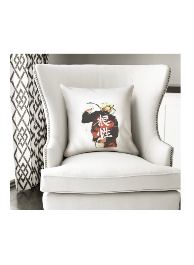 Naruto Cartoon Character Printed Decorative Pillow White/Red/Black 16x16inch - Image 3