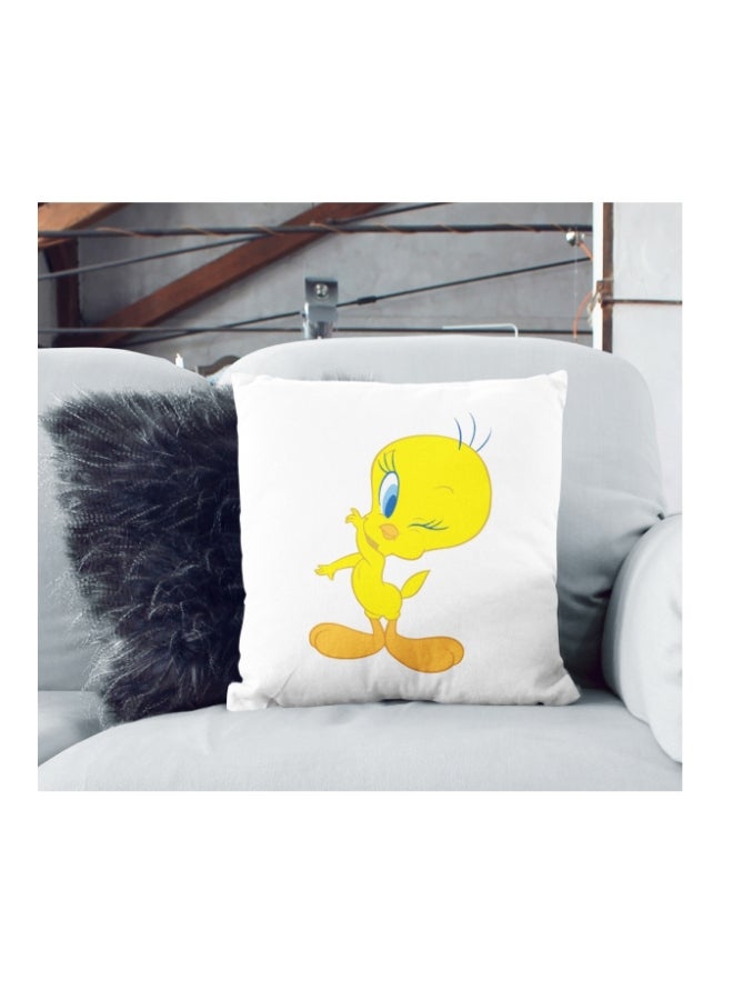 Tweety Cute Character Printed Polyester Pillow White/Yellow/Beige 16x16cm - Image 2