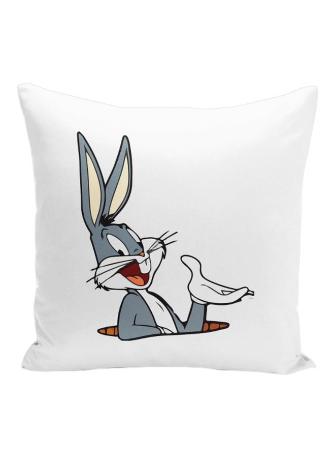 Bugs Bunny Printed Decorative Pillow White/Grey/Brown 16x16inch - Image 1
