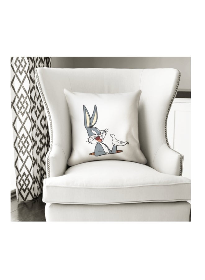 Bugs Bunny Printed Decorative Pillow White/Grey/Brown 16x16inch - Image 3