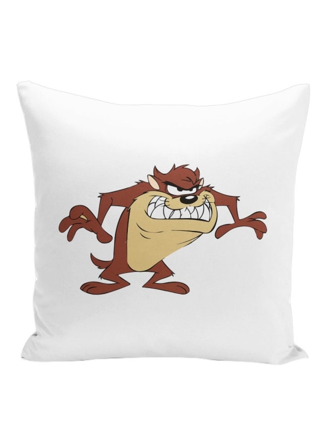 Tazmania Character Printed Decorative Pillow White/Brown/Beige 16x16inch - Image 1