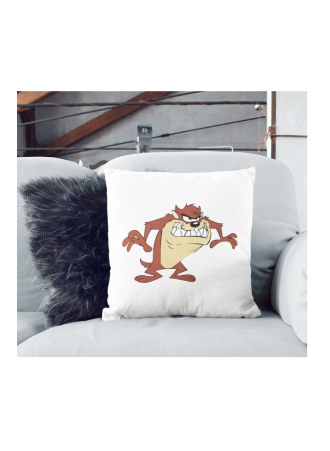 Tazmania Character Printed Decorative Pillow White/Brown/Beige 16x16inch - Image 2