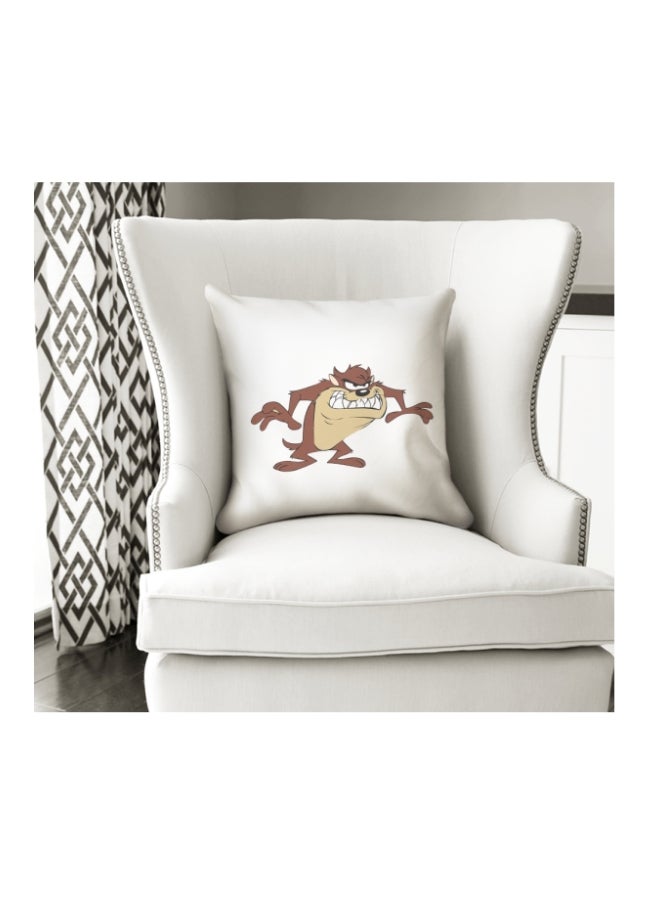 Tazmania Character Printed Decorative Pillow White/Brown/Beige 16x16inch - Image 3