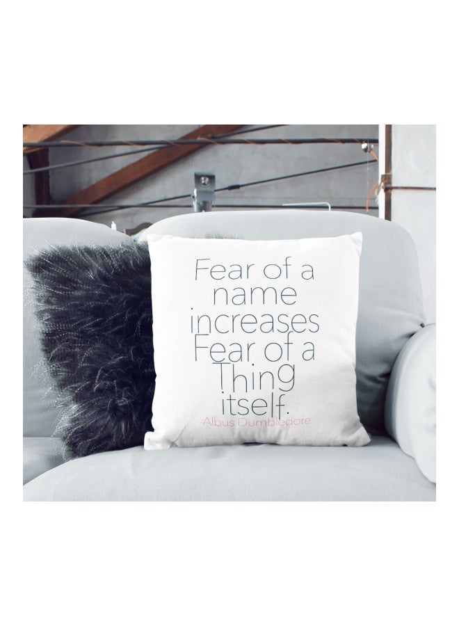 Albus Dumbledore Quote Printed Decorative Pillow White/Black/Red 16x16inch - Image 2
