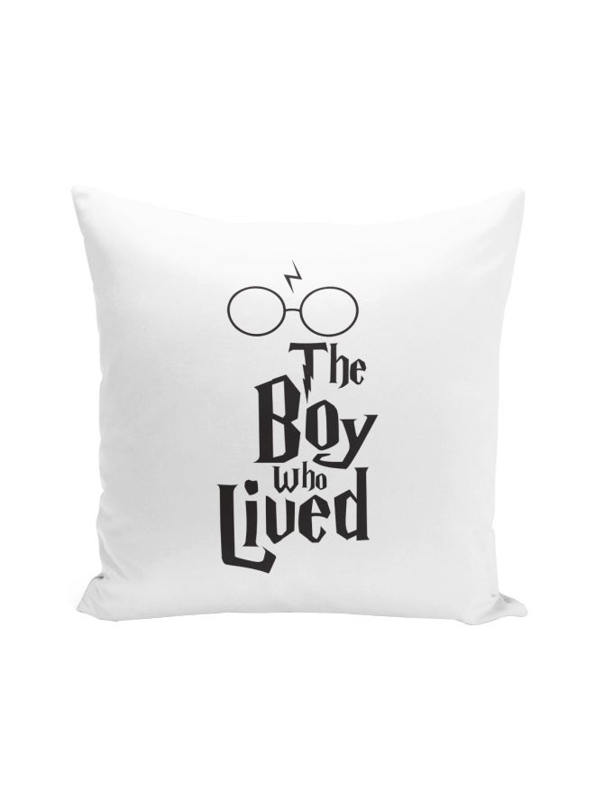 The Boy Who Lived Printed Decorative Pillow White/Black 16x16inch - Image 1