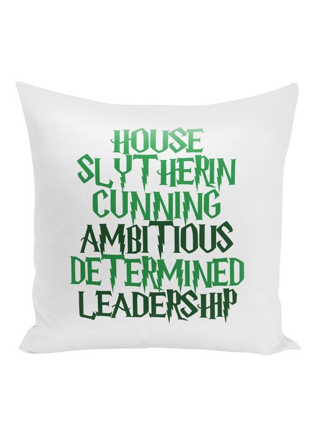 House Slytherin Theme Printed Throw Pillow White/Green 16x16inch - Image 1