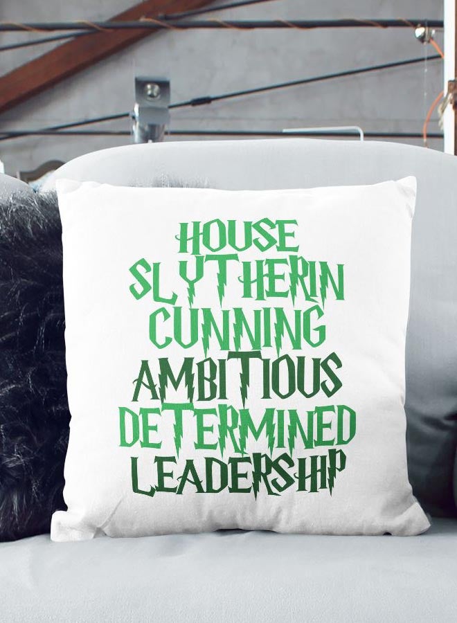 House Slytherin Theme Printed Throw Pillow White/Green 16x16inch - Image 2