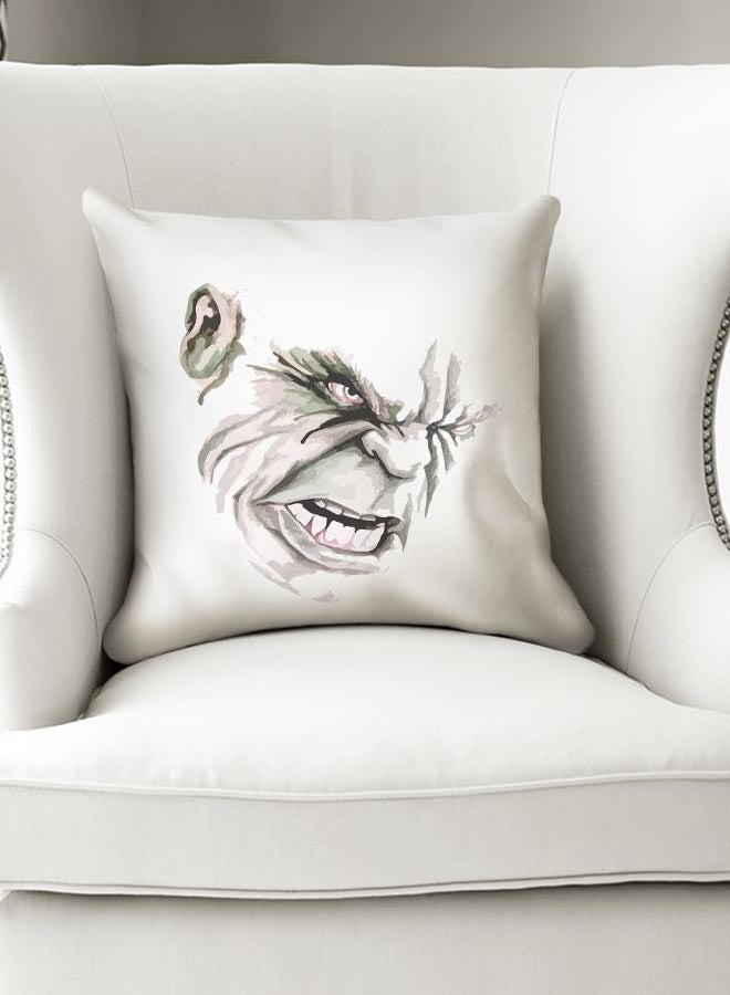 Hulk Face Printed Decorative Pillow White/Green/Grey 16x16inch - Image 3