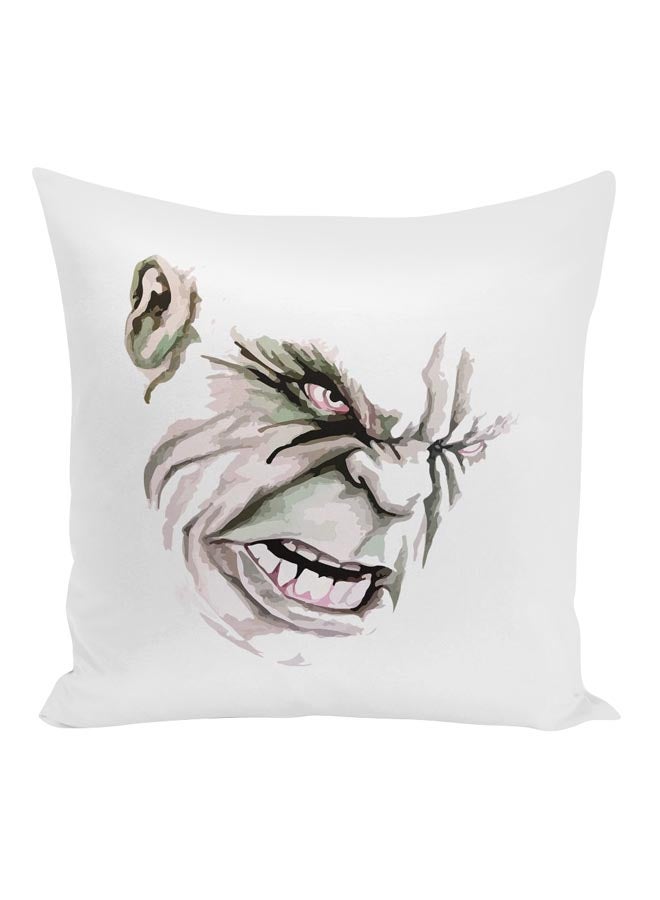 Hulk Face Printed Decorative Pillow White/Green/Grey 16x16inch - Image 1