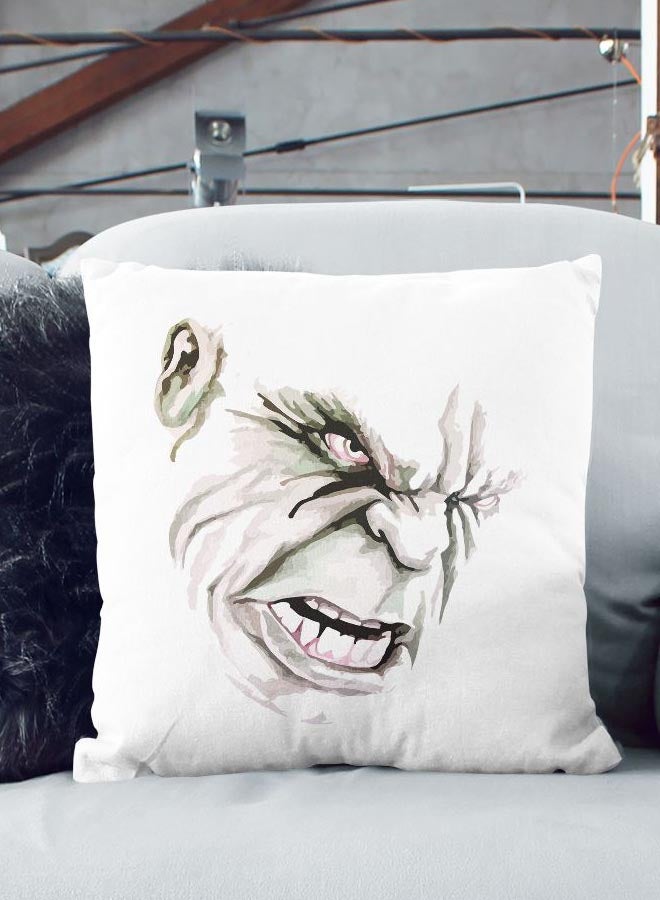 Hulk Face Printed Decorative Pillow White/Green/Grey 16x16inch - Image 2