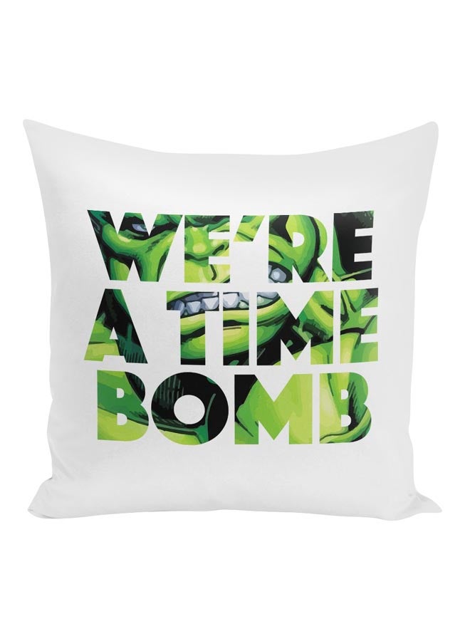Hulk Quote Printed Decorative Pillow White/Green/Black 16x16inch - Image 1