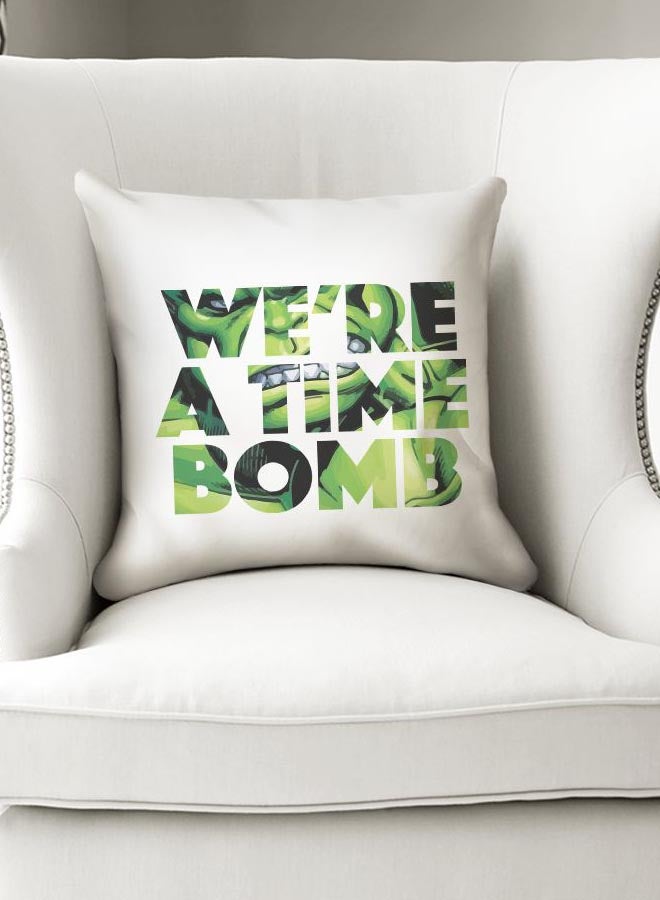 Hulk Quote Printed Decorative Pillow White/Green/Black 16x16inch - Image 3