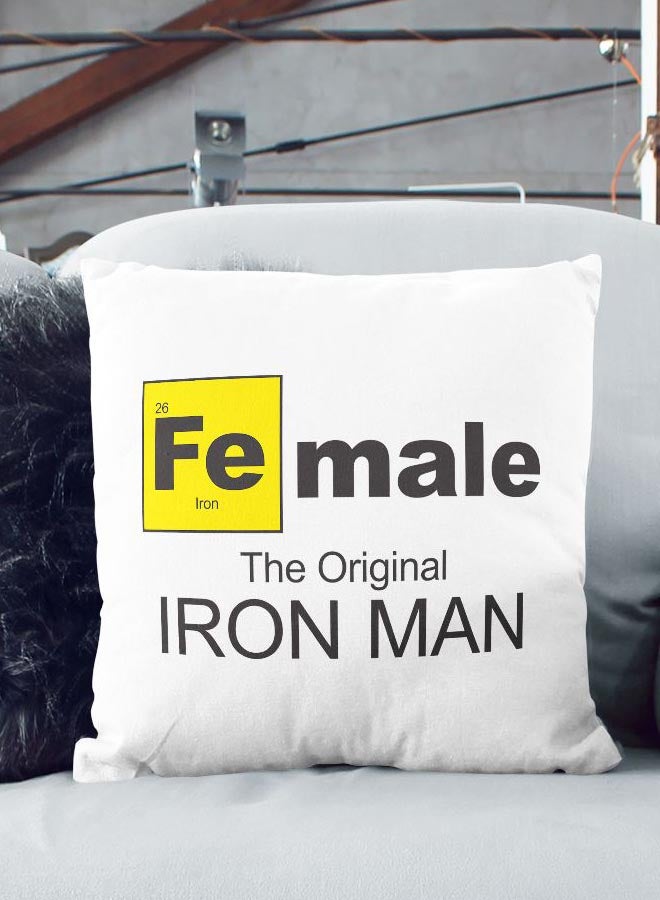 وسادة للزينة مطبوعة باقتباس "Iron Man" أبيض/أسود/أصفر 16x16بوصة - Image 2