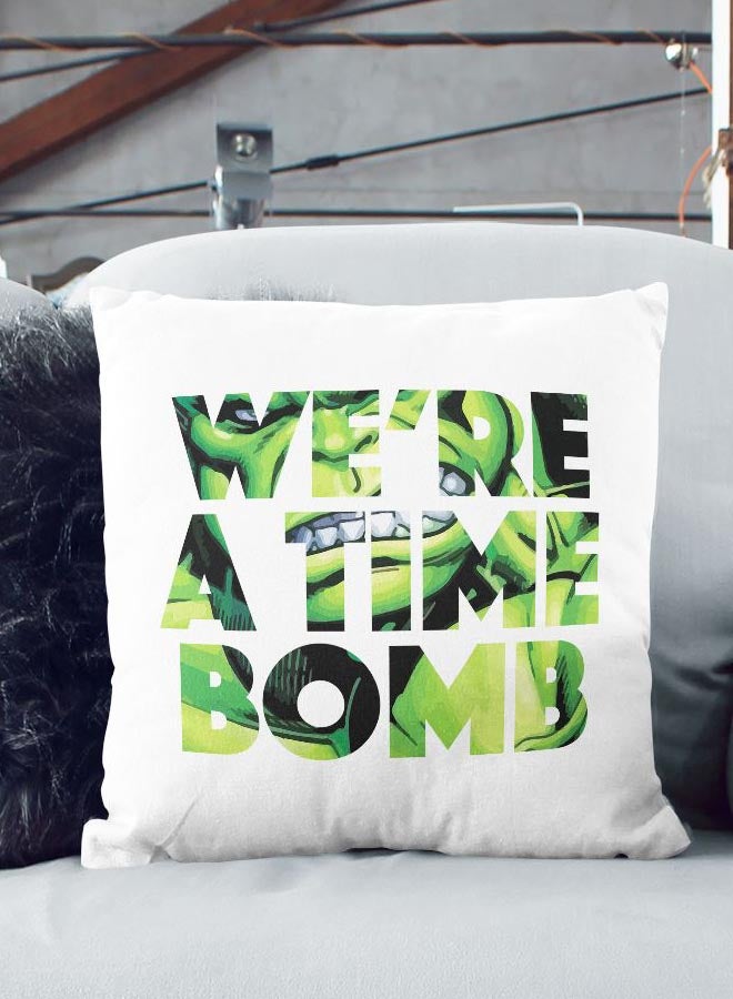 Hulk Quote Printed Decorative Pillow White/Green/Black 16x16inch - Image 2