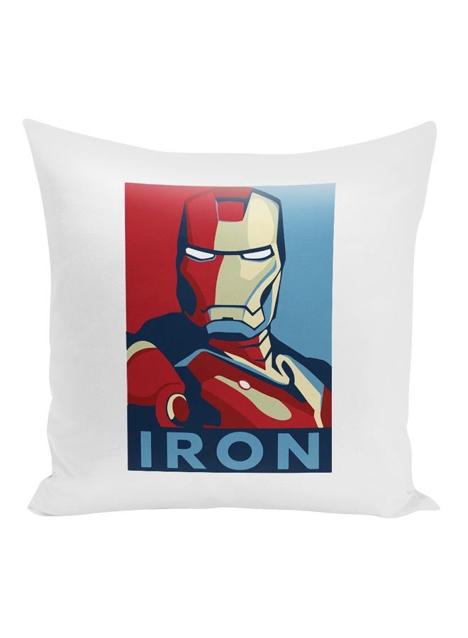 Iron Man Printed Decorative Pillow White/Red/Blue 16x16inch - Image 1