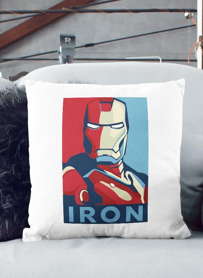 Iron Man Printed Decorative Pillow White/Red/Blue 16x16inch - Image 2