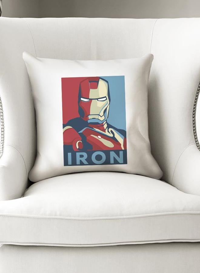 Iron Man Printed Decorative Pillow White/Red/Blue 16x16inch - Image 3