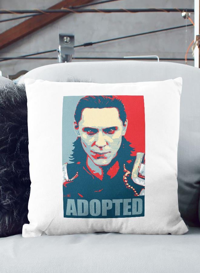 Adopted Printed Decorative Pillow White/Blue/Red 16x16inch - Image 2