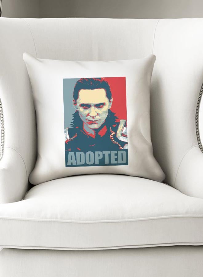 Adopted Printed Decorative Pillow White/Blue/Red 16x16inch - Image 3
