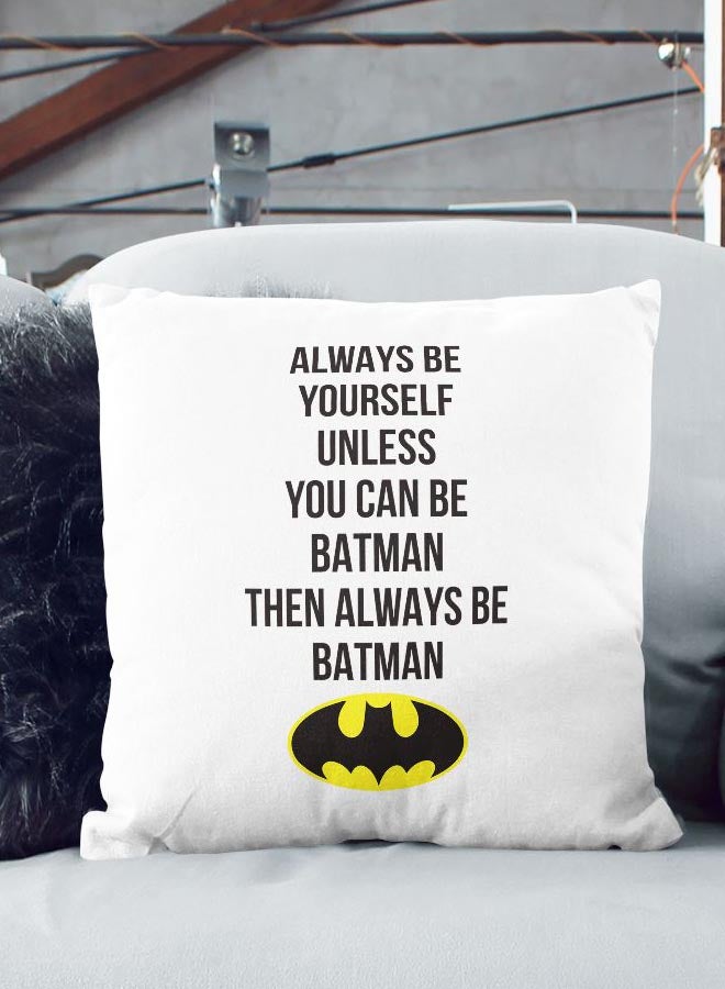 Batman Quote Printed Decorative Pillow White/Black/Yellow 16x16inch - Image 2