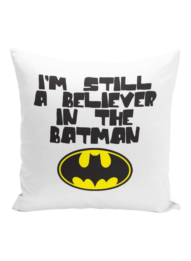 Batman Quote Printed Decorative Pillow White/Black/Yellow 16x16inch - Image 1