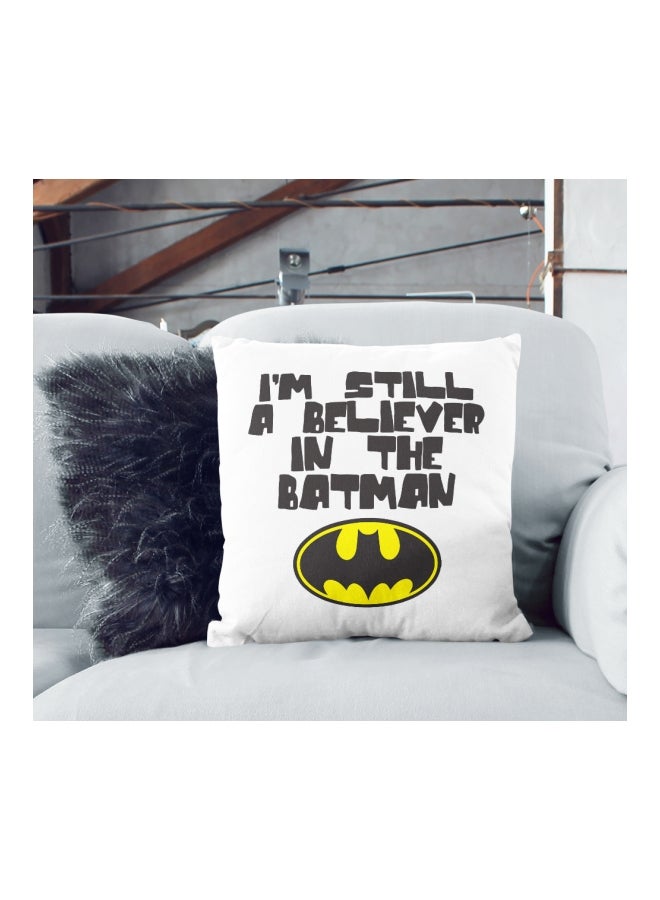 Batman Quote Printed Decorative Pillow White/Black/Yellow 16x16inch - Image 2
