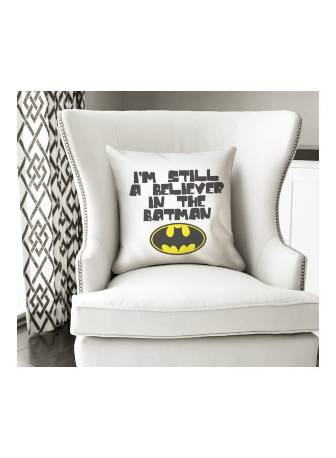 Batman Quote Printed Decorative Pillow White/Black/Yellow 16x16inch - Image 3