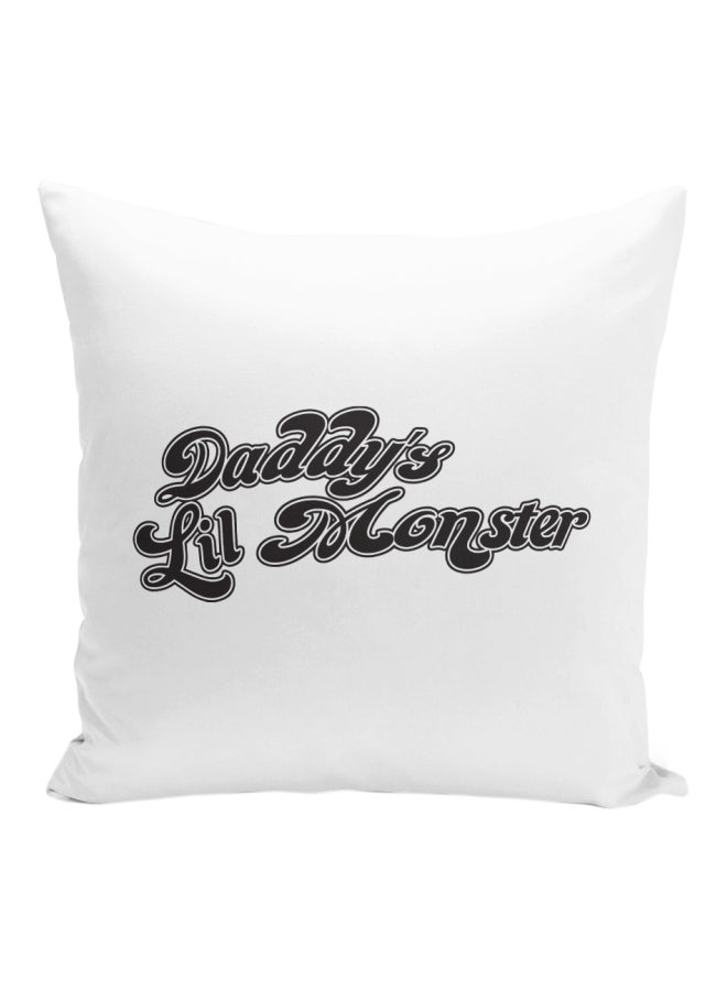 Daddy Lil Monster Printed Decorative Pillow White/Black 16x16inch - Image 1