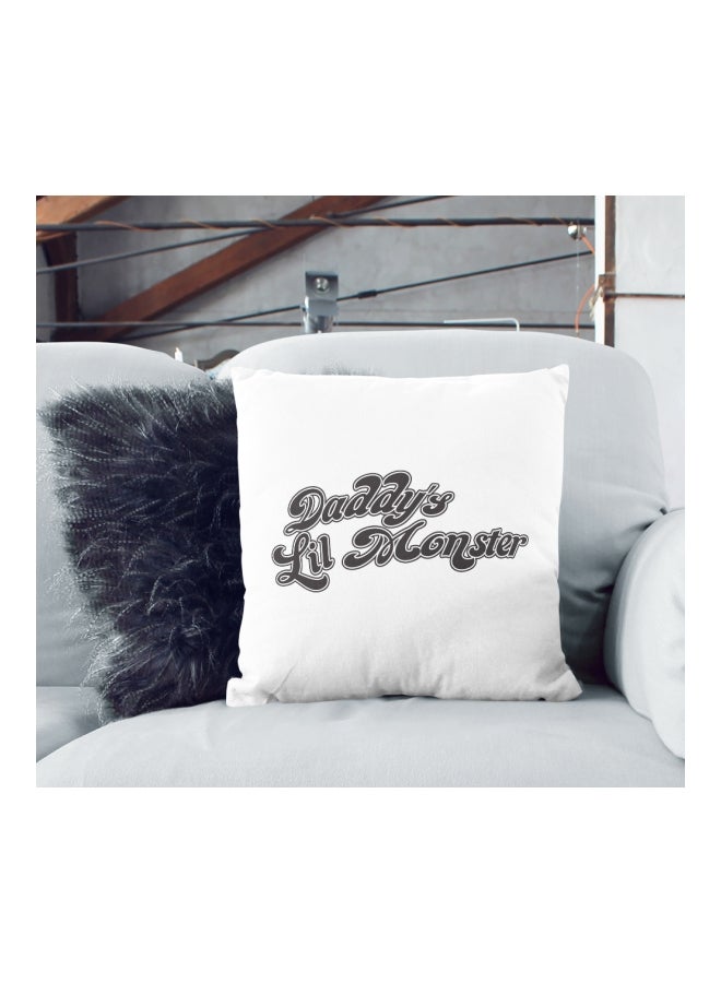 Daddy Lil Monster Printed Decorative Pillow White/Black 16x16inch - Image 2